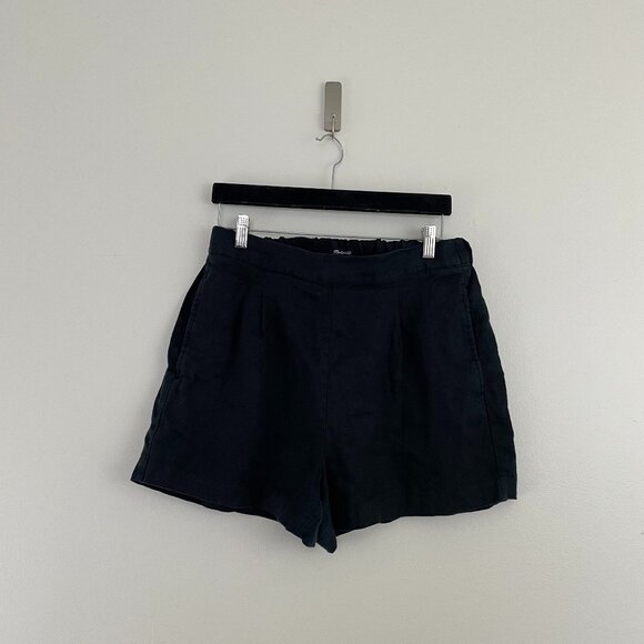 Madewell Clean Linen Pull On Shorts in True Black Size Medium - Picture 1 of 5